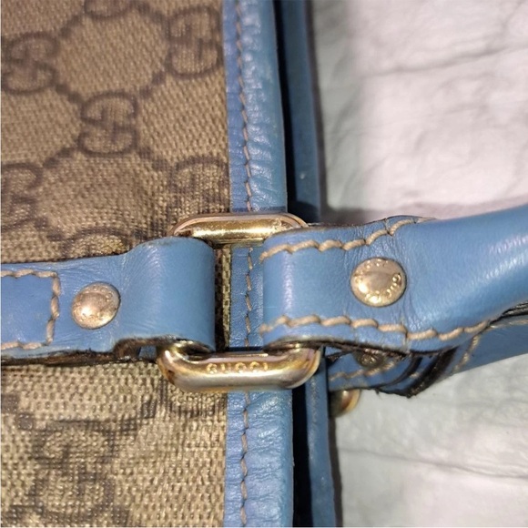 Gucci Tan and Blue Signature Tote Bag - Picture 3 of 16